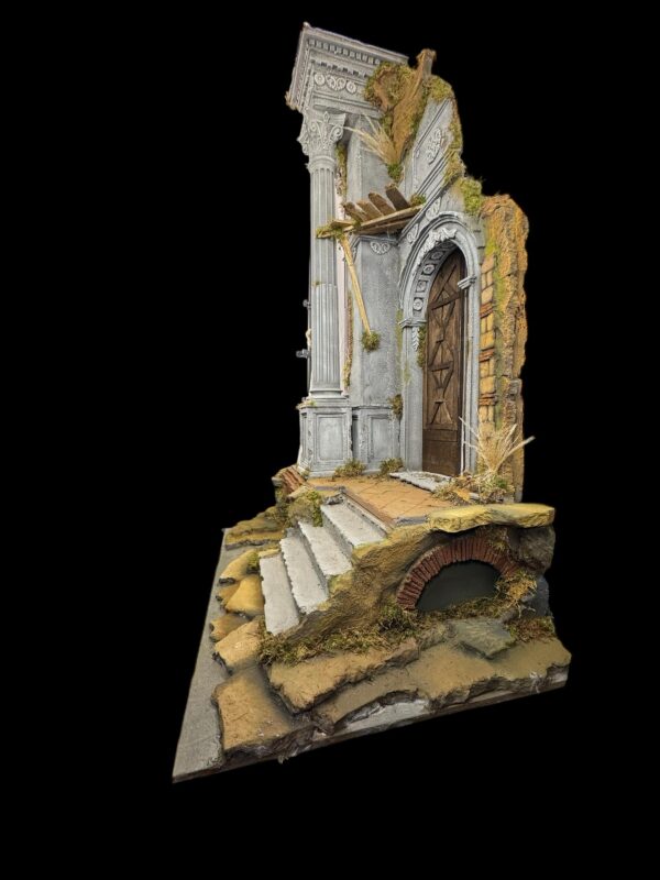 Scenografia Tempio presepe Napoletano colonne legno 95x60x146 cn - immagine 4