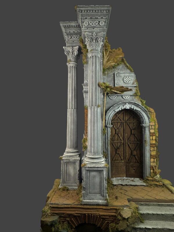 Scenografia Tempio presepe Napoletano colonne legno 95x60x146 cn - immagine 6