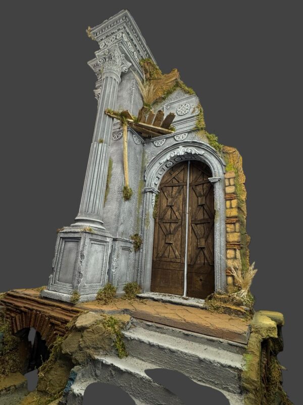 Scenografia Tempio presepe Napoletano colonne legno 95x60x146 cn - immagine 8