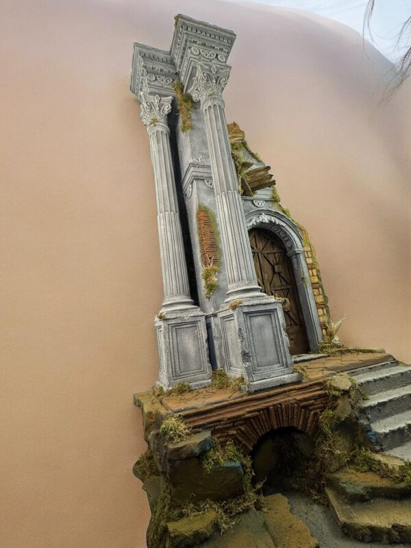 Scenografia Tempio presepe Napoletano colonne legno 95x60x146 cn - immagine 9
