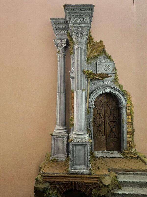 Scenografia Tempio presepe Napoletano colonne legno 95x60x146 cn - immagine 10