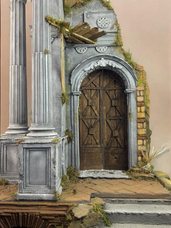 Scenografia Tempio presepe Napoletano colonne legno 95x60x146 cn - immagine 11