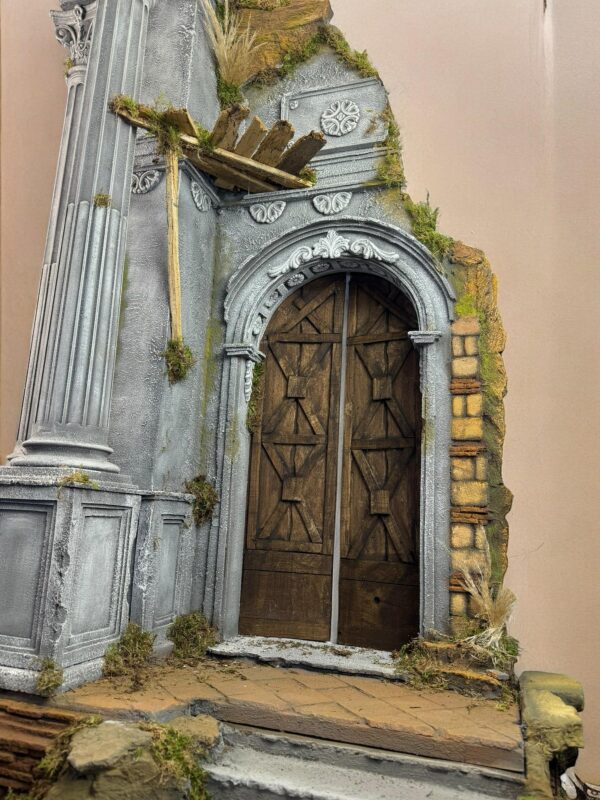 Scenografia Tempio presepe Napoletano colonne legno 95x60x146 cn - immagine 12