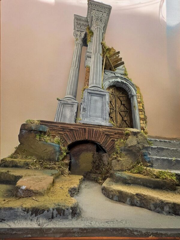 Scenografia Tempio presepe Napoletano colonne legno 95x60x146 cn - immagine 15