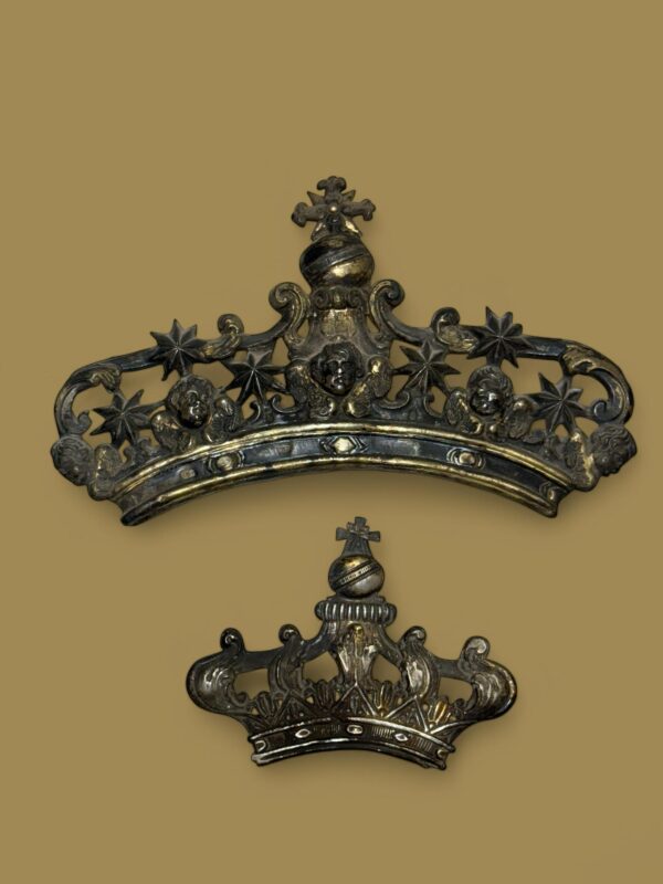 Coppia corone diademi  per quadri sacri Madonna del Carmine argento