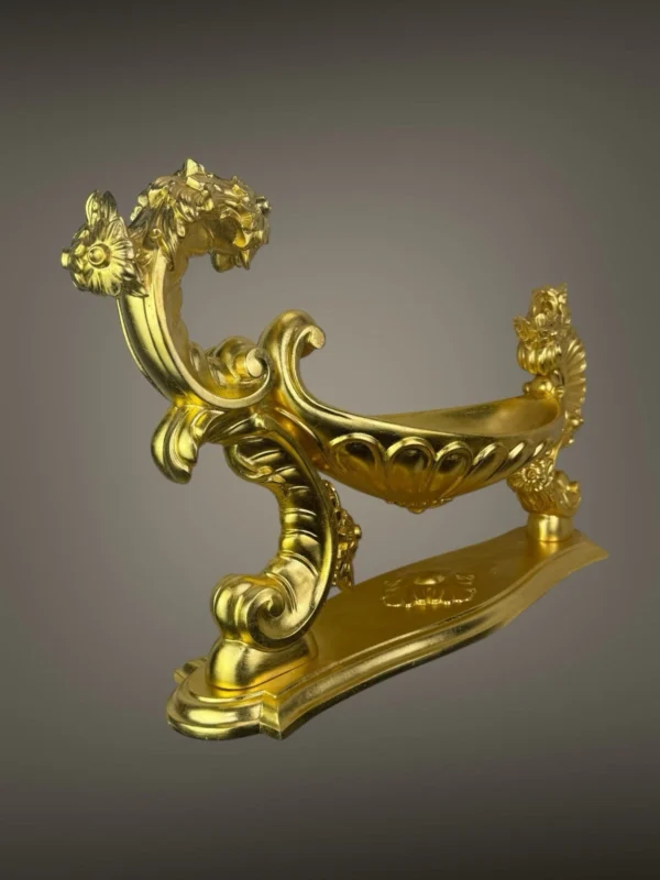 Culla per Bambino Gesù divino infante Foglia Oro IHS 58x15cm - immagine 3