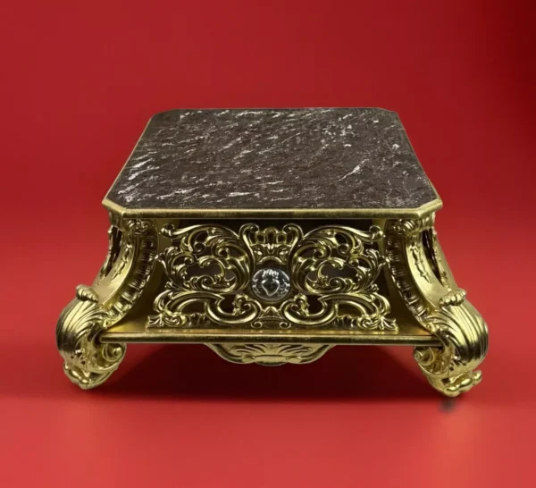 Base Processionale Legno MV Foglia Oro porporina Madonna Santo Intaglio 39x39cm - immagine 5